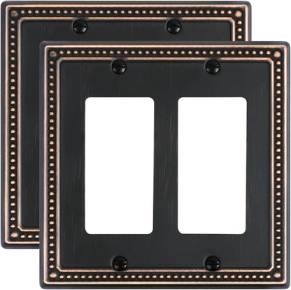 2-Pack Double Decorator Outlet Cover Plate, Pearls Decorative Switch Plates and Outlet Covers, 2