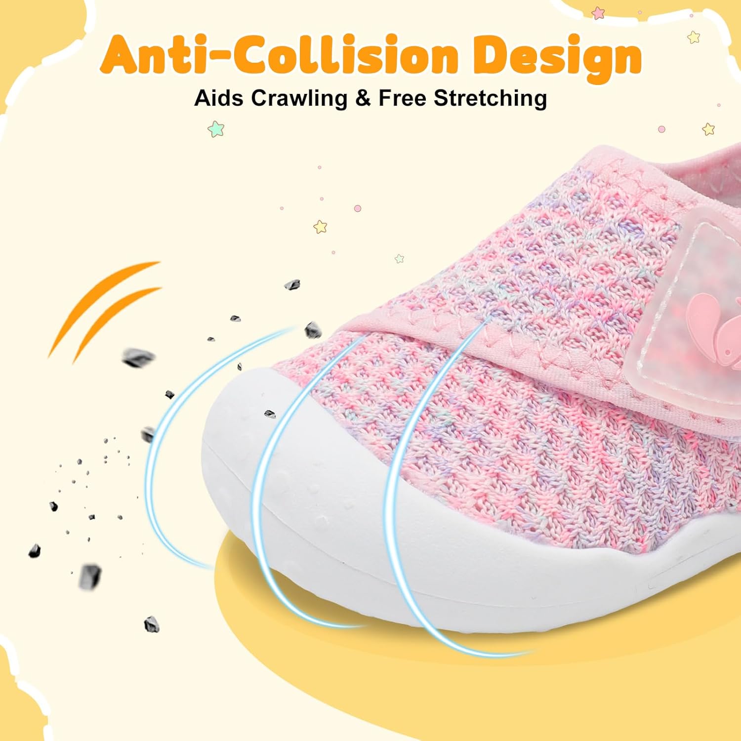 FEETCITY Baby First Walking Shoes Wide Baby Shoes Infant Sneakers Newborn Crib Shoe Barefoot