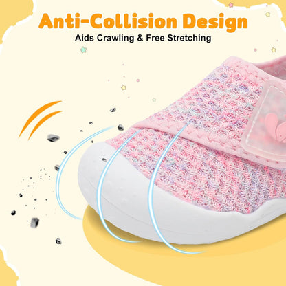 FEETCITY Baby First Walking Shoes Wide Baby Shoes Infant Sneakers Newborn Crib Shoe Barefoot