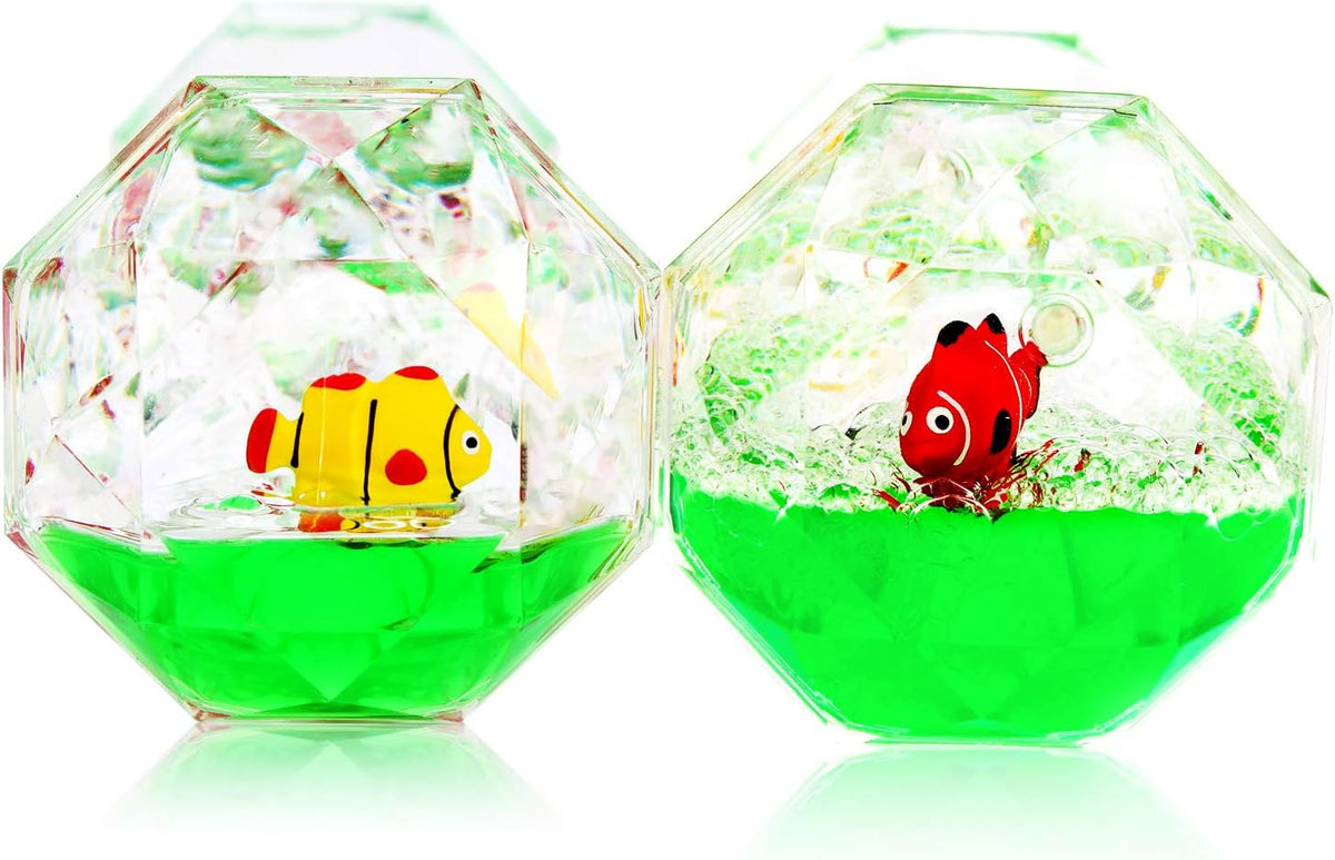 YUE MOTION Liquid Motion Bubbler with Floating Sea Creatures, Diamond Shaped Liquid Timer, Fidget