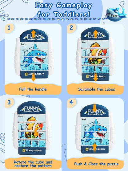 16-Piece Rotating Puzzles for Kids 4-6, Toddlers Puzzles 2-4, Road Trip, Airplane Activities Game