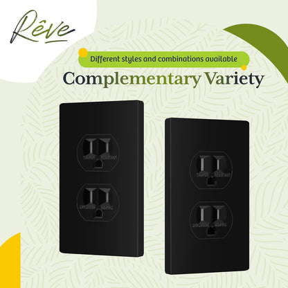TG Mid-Size Screwless Duplex Wall Plate, Child Safe Receptacle Outlet Cover, Medium Size 1-Gang