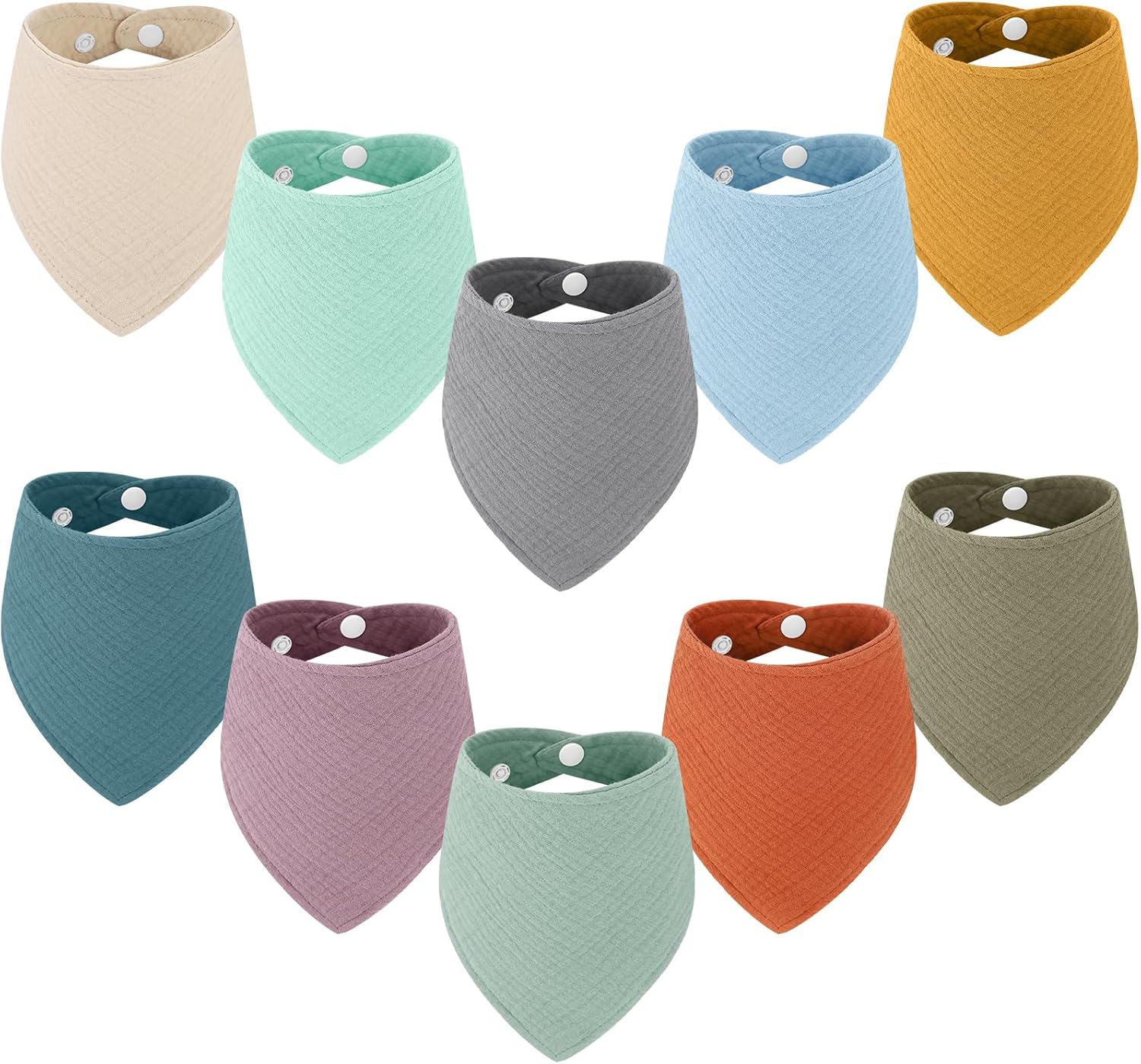 Accmor 10 Pack Muslin Baby Bibs 100% Cotton Bandana Drool Bibs for Baby Girls BoysTeething and