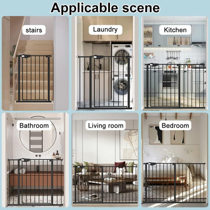 WAOWAO Triple Lock 68.11-75.98" Baby Gate Extra Wide Pressure Mounted Walk Through Swing Auto Close