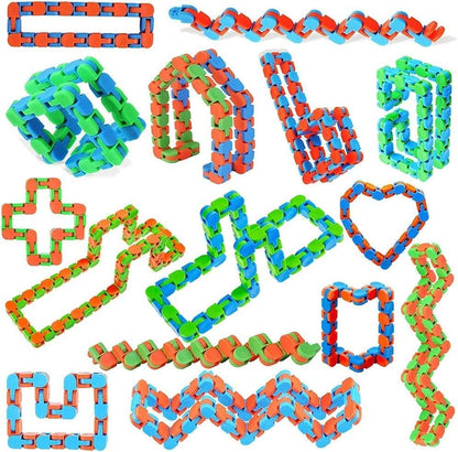 96pcs Random 24 Links Wacky Tracks Snap and Click Fidget Toys, Finger Sensory Toys, Snake Puzzles