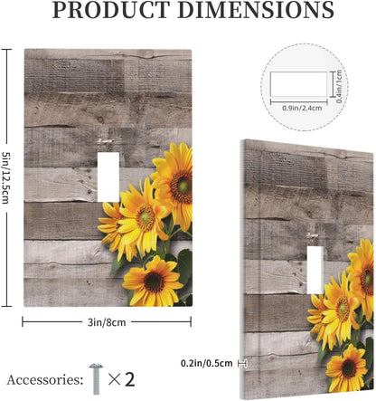 Sunflower Rustic Brown Gray Wood Decorative Light Switch Cover 1 Gang Single Toggle Device