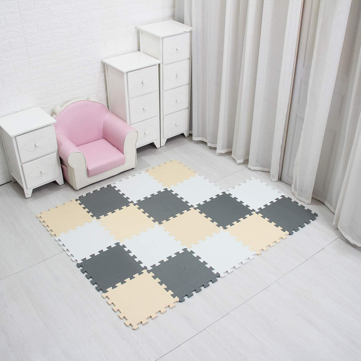 MQIAOHAM® 18 Pieces Puzzle Play Mats, Soft Baby Play Mat, Kids Interlocking Foam Floor Tiles