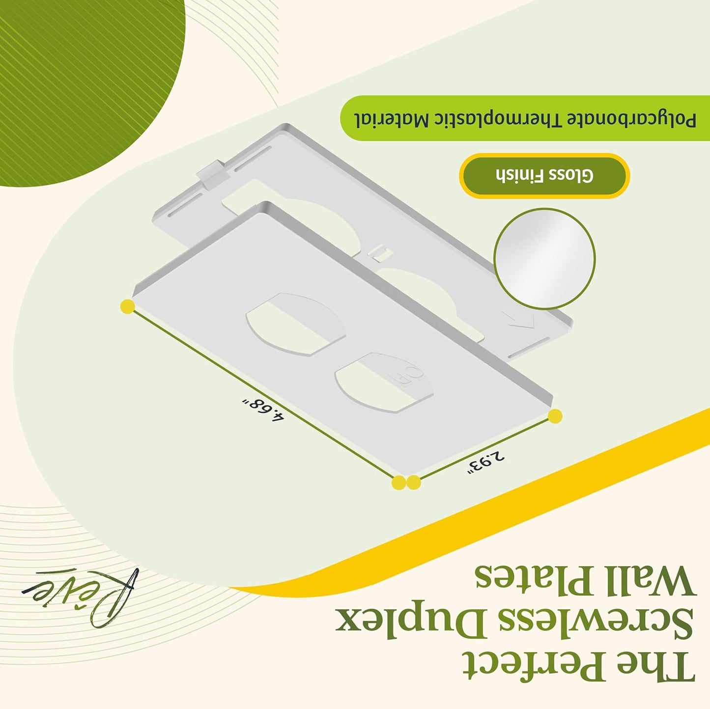 TG Screwless Duplex Wall Plate Covers, Child Safe Receptacle Outlet Covers, Size 1-Gang 4.68"x