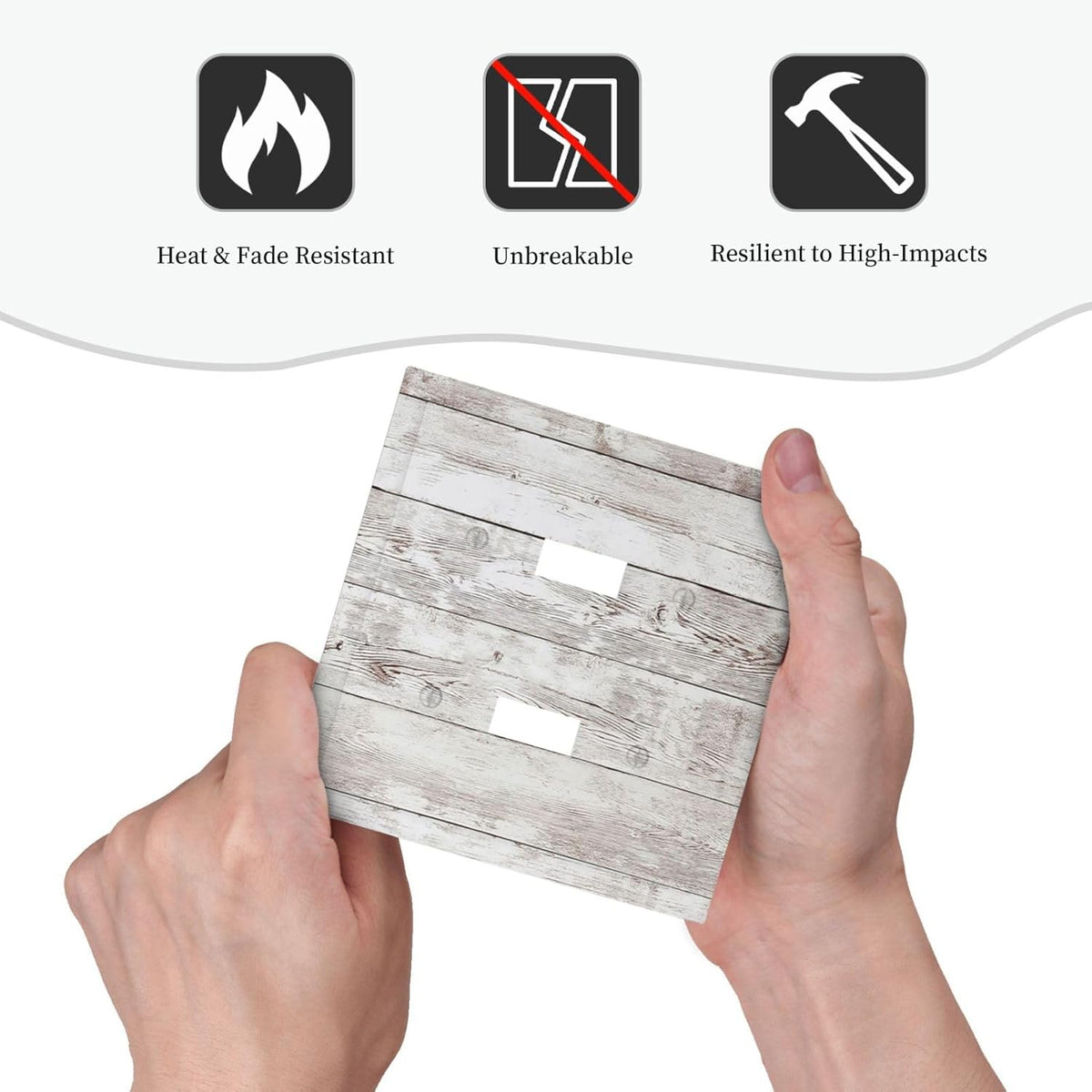 Decorative Switch Plates Rustic Vintage White Wood Grain 2 Gang Double Toggle Outlet Light Switch