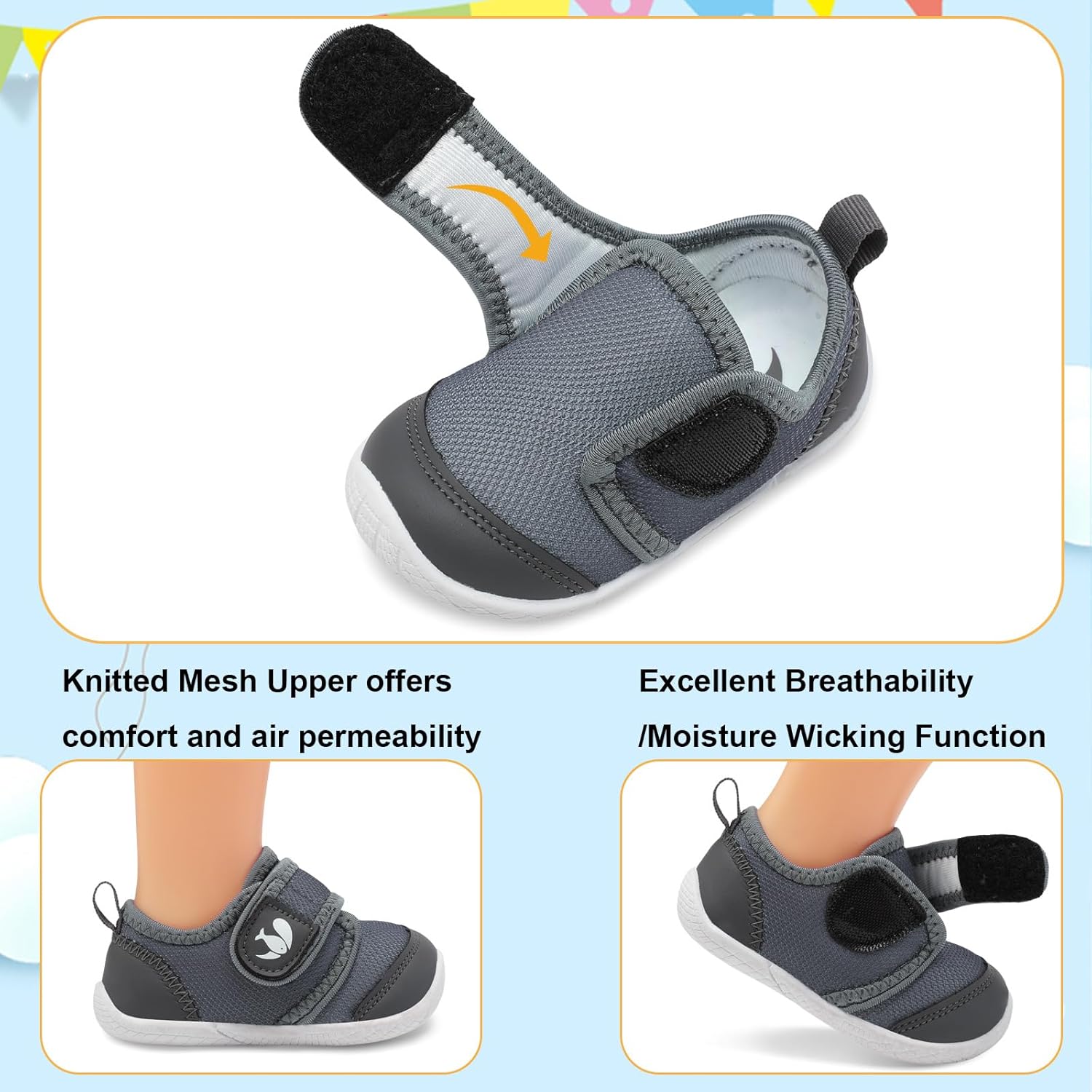 FEETCITY Baby First Walking Shoes Boys Girls Infant Sneakers Crib Shoes Breathable Lightweight Slip