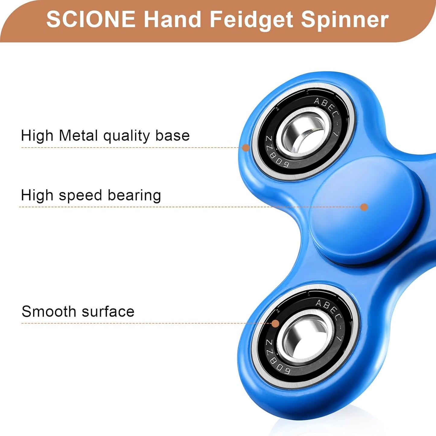 SCIONE Fidget Spinner Toy 1 Pack, Stress Anxiety Relief Sensory Fidget Toys for Kids Adults, Cool