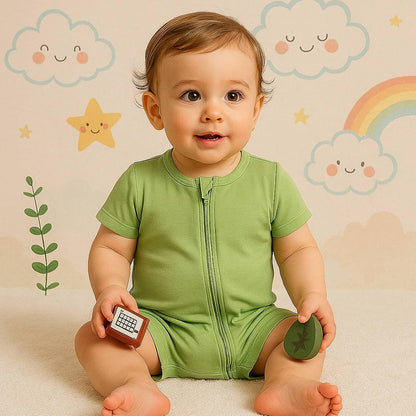 OPAWO Bamboo Baby Pajamas 3 Pack, Double Zipper Bamboo Sleepers for Baby Boy Girl Romper, Toddler