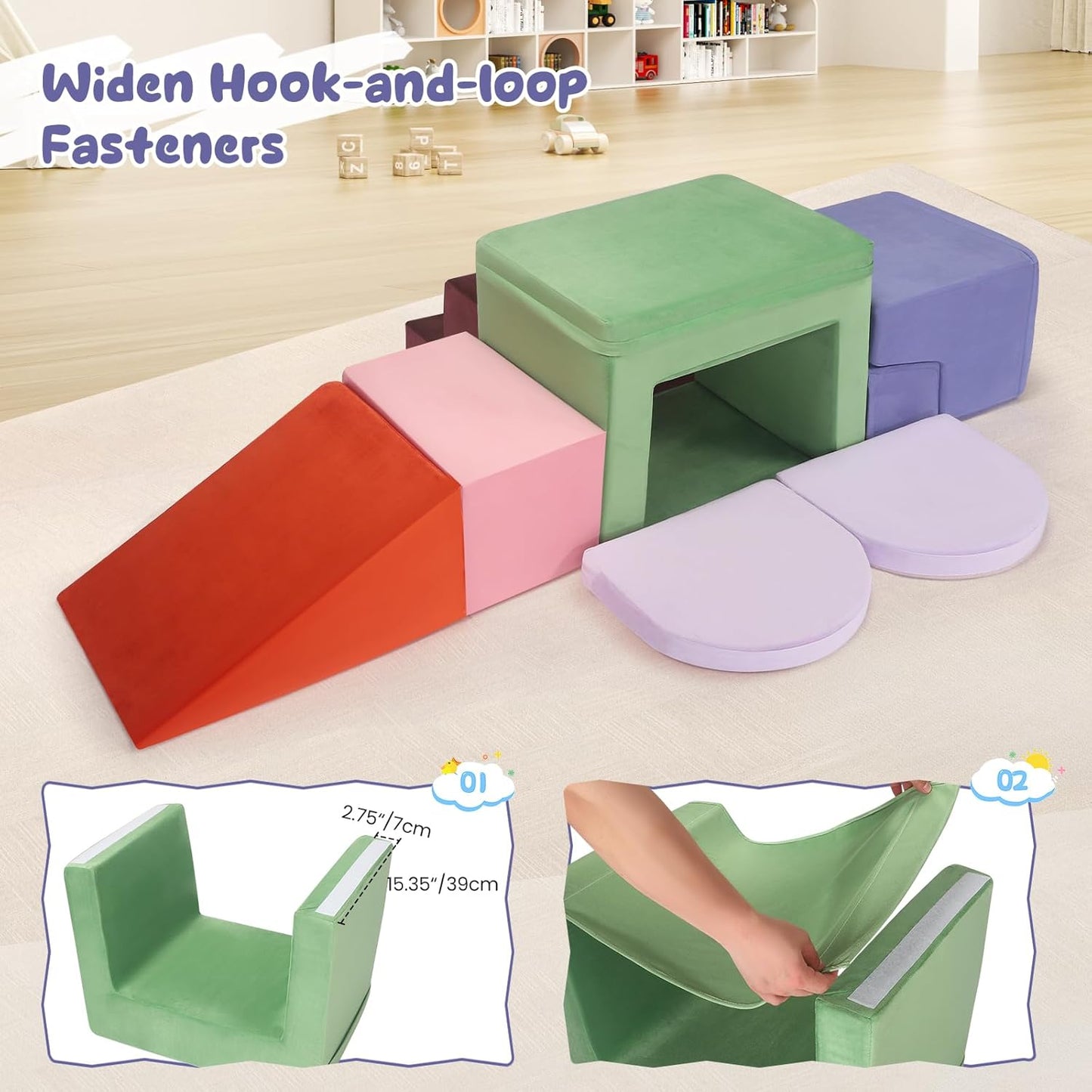 Lischwert Foam Climbing Blocks for Toddlers 1-3, Soft Play Set with Crawling Exploration Toys