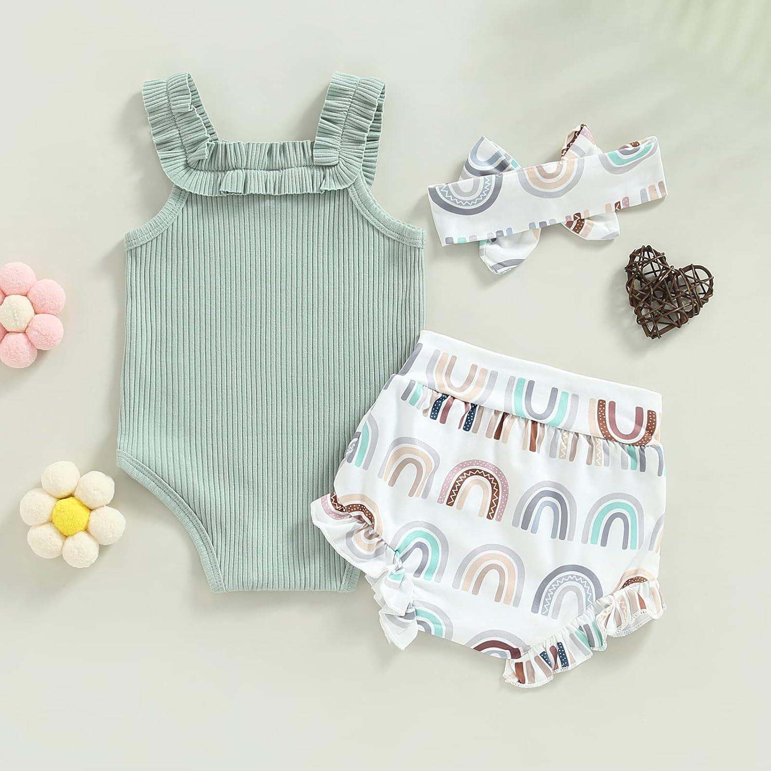 fhutpw Baby Girl Clothes Summer Cute Outfits 3 6 12 18 Months Spaghetti Strap Romper & Floarl