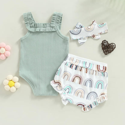 fhutpw Baby Girl Clothes Summer Cute Outfits 3 6 12 18 Months Spaghetti Strap Romper & Floarl