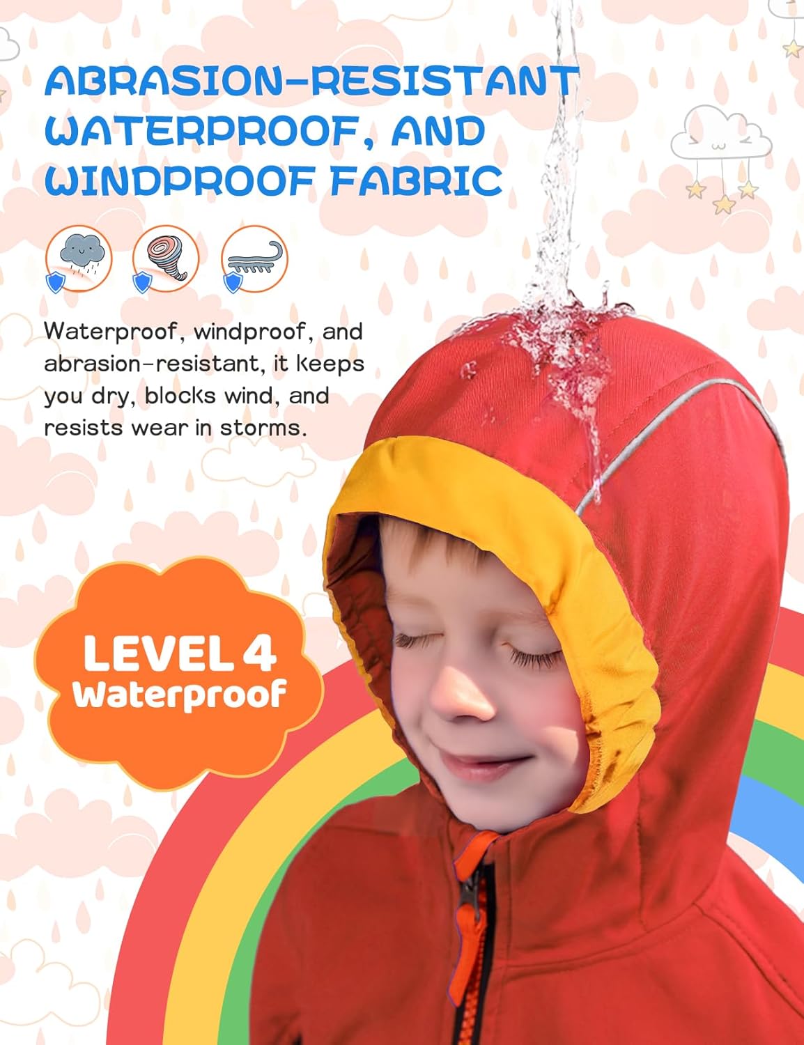 GEMYSE Toddler Boys Jacket Water repellent Baby Kids Windbreaker Jacket Fleece Toddler Coat Spring