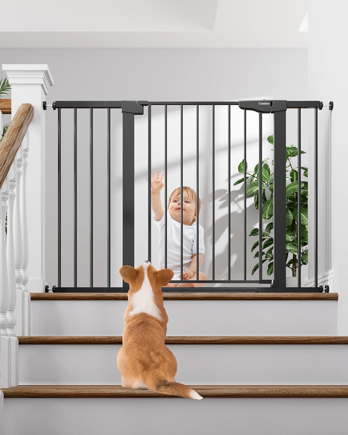 Cumbor 29.7-48" Baby Gate for Stairs, Mom's Choice Awards Winner-Dog Gate for Doorways, Auto Close