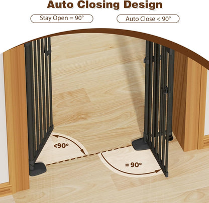 Glaf 74" Extra Tall Cat Gat, 30.31-38.19" Wide Adjustable Cat Door Pressure Mounted Pet Gate with