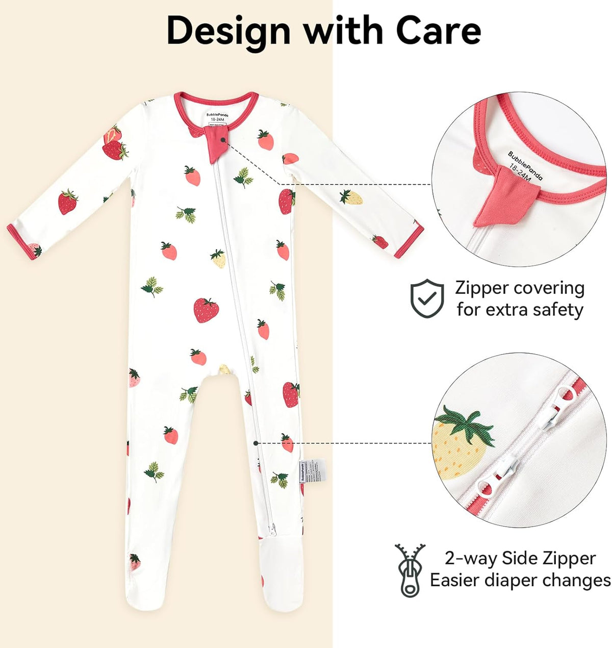 BubblePanda Rayon Made From Bamboo Baby Pajamas Baby Clothes for Boys Girls Unisex Zip-Front