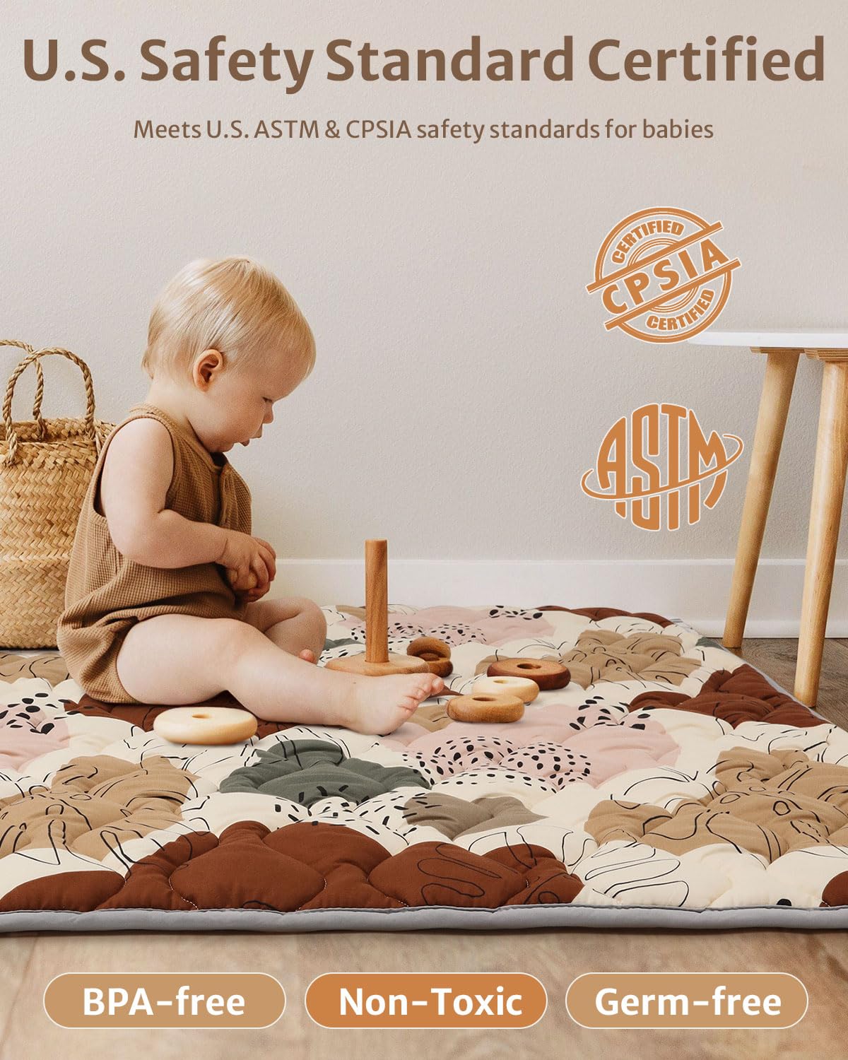 Blissful Diary Baby Play Mats for Floor, 47x47 Playpen Mat, Thicken Cushioning Padding Foam