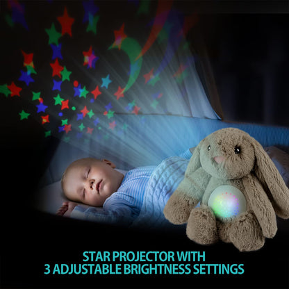BEREST Baby Sleep Soother Bedtime Bunny with Starry Projector Night Light, Plush Stuffed Animal for