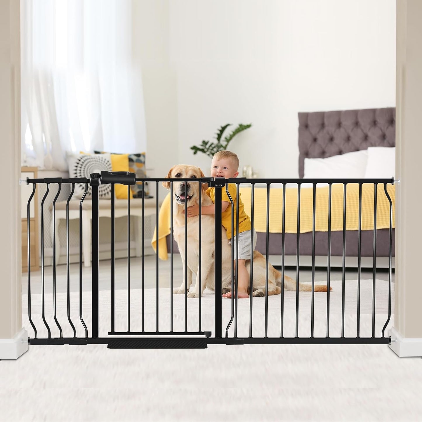 HOOEN 30" Tall Extra Wide Baby Gates 67 to 71.5 Inch Large Long Pressure Mounted Dog Gate for