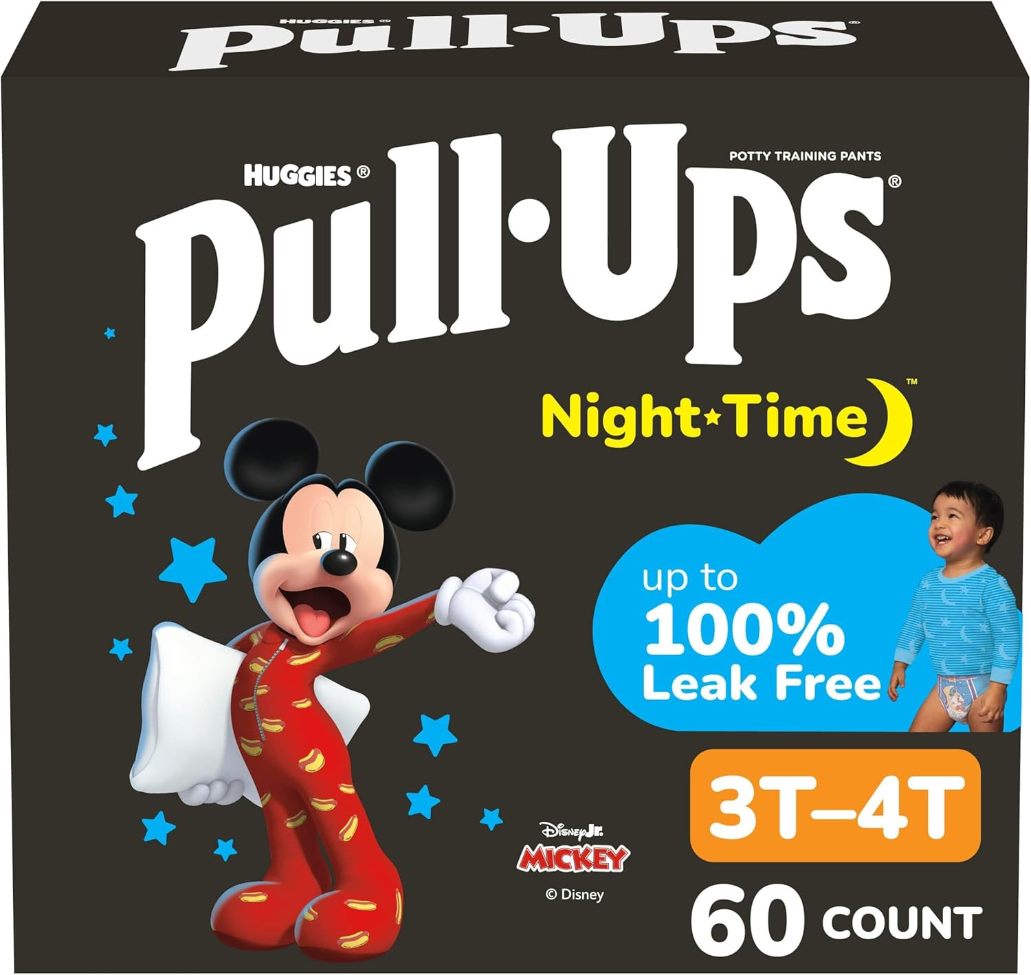 Pull-Ups Boys' Night-Time Potty Training Pants, Size 3T-4T Overnight Training Underwear (32-40