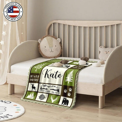Ship Next Day, Personalized Baby Blanket – Printed in USA, Custom Baby Blanket for Boys & Girls