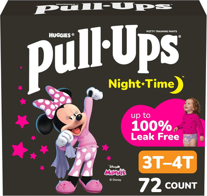 Pull-Ups Girls' Night-Time Potty Training Pants, Size 3T-4T Overnight Training Underwear (32-40