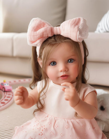 BABESIDE Dara 20 Inch Lifelike Reborn Baby Dolls, Long Brown Hair Girl