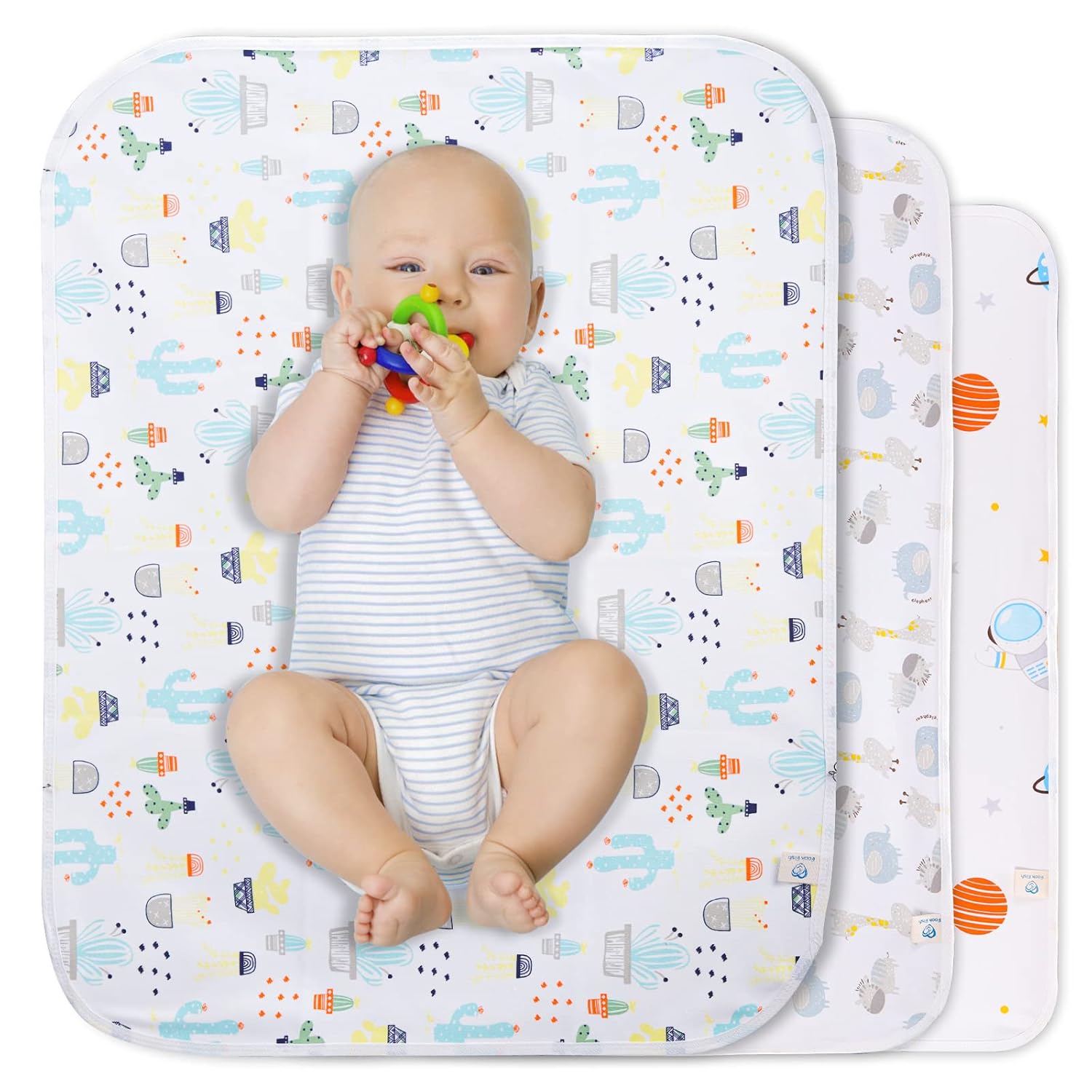 Baby Portable Changing Pad Waterproof Diaper Changing Mat Travel 3 Pack Washable Mattress Pad