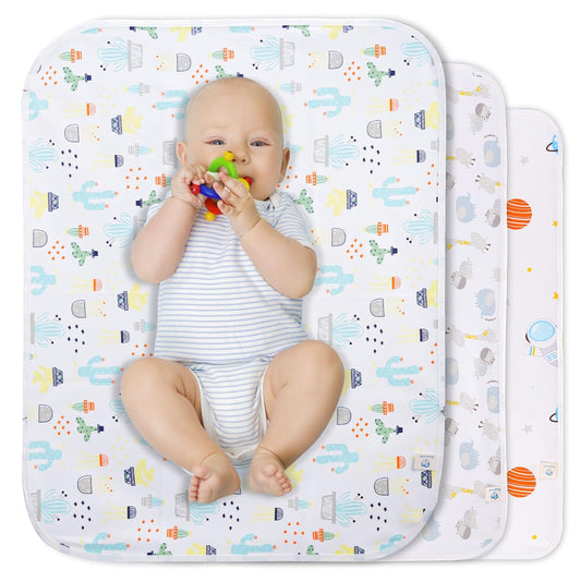 Baby Portable Changing Pad Waterproof Diaper Changing Mat Travel 3 Pack Washable Mattress Pad