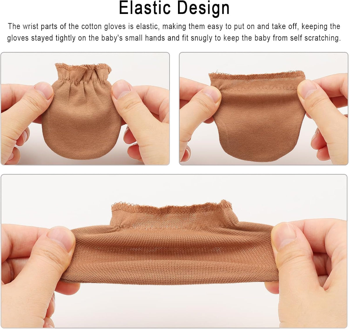Newborn Baby Mittens No Scratch Cotton Elastic Wrist Gloves Infant Toddler Mittens for Baby Boy
