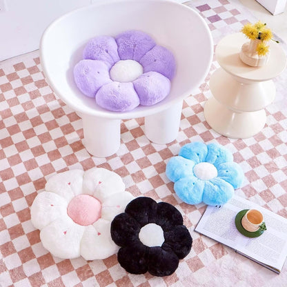 Flower Pillow, Cute Flower Shaped Decorative Pillow, Soft Rabbit Fur Daisy Pillow Home Decor Floor