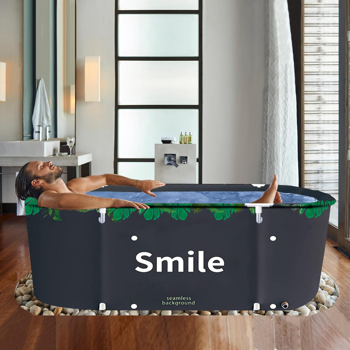 BESTHLS Portable Bathtub for Adult, Foldable Bathtub Folding Soaking Bath Tub,Eco-Friendly Bathing
