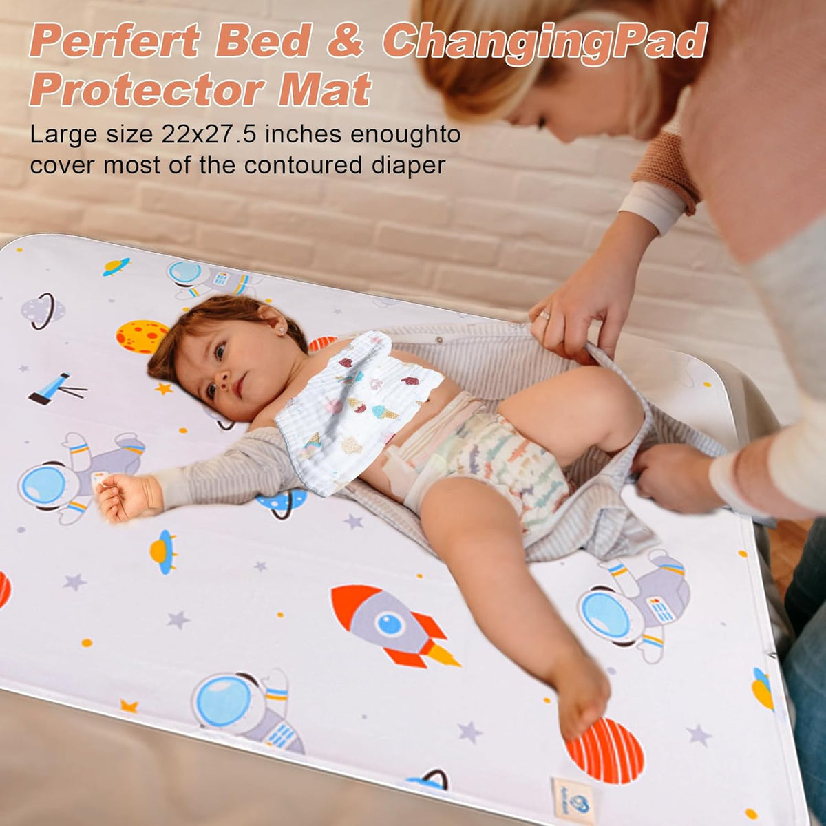 Baby Portable Changing Pad Waterproof Diaper Changing Mat Travel 3 Pack Washable Mattress Pad