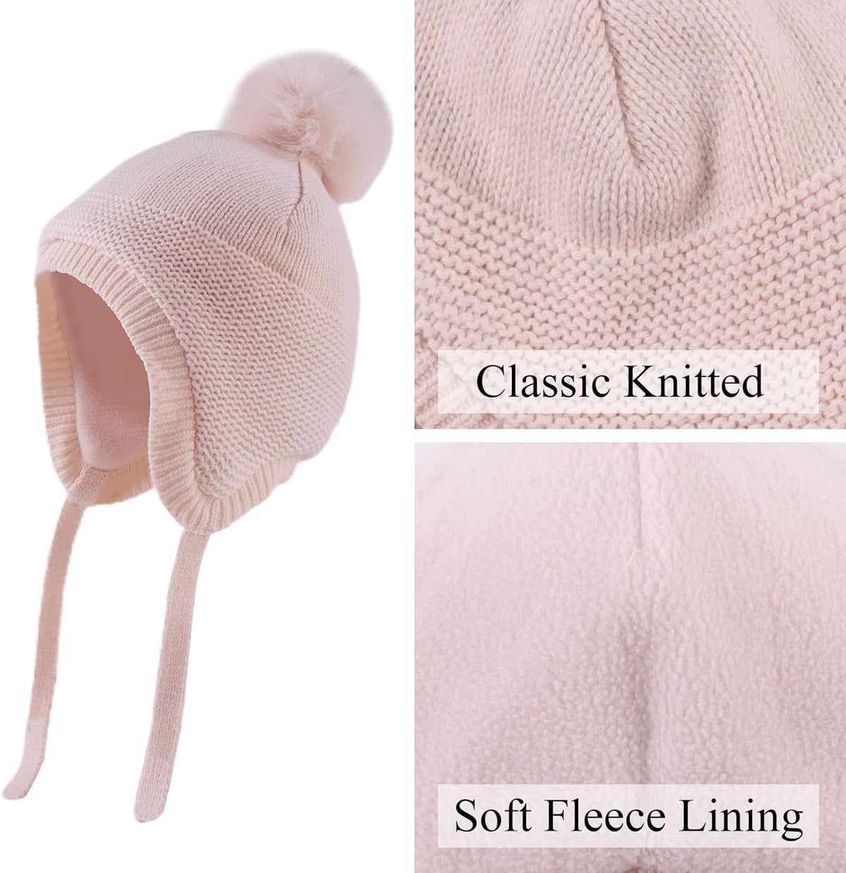 Basic Winter Baby Beanie Gloves Boys Girls Knitted Hat Pompom Kids Earflap Hats Warm Infant Toddler