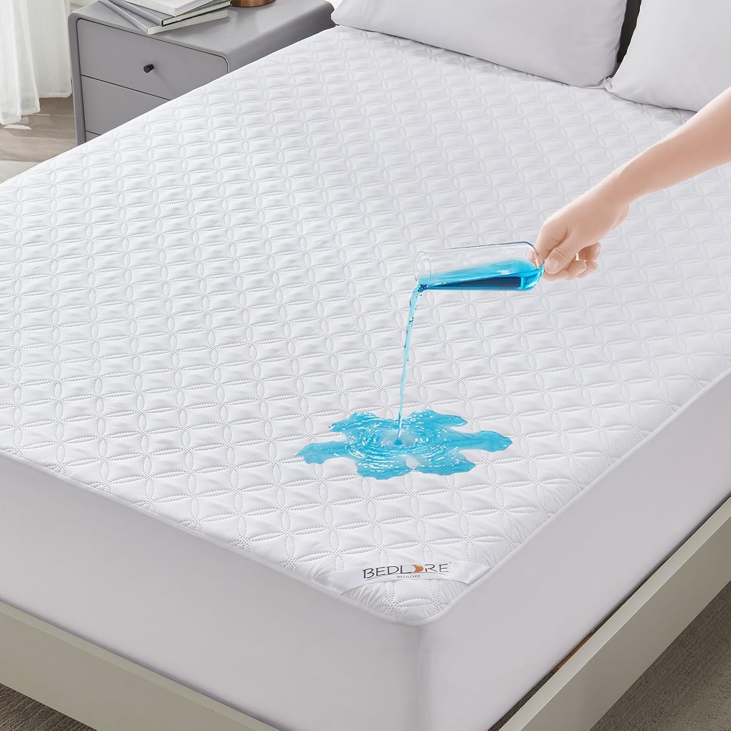 BEDLORE Waterproof Mattress Protector, King Size Noiseless Mattress Pad with Deep Pocket Fitted Up
