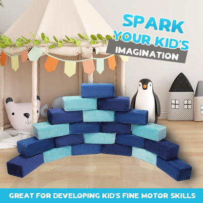 The Original Premium Plush Building Block for Kids - Certified Safe Foam Blocks in Luxuriously Soft