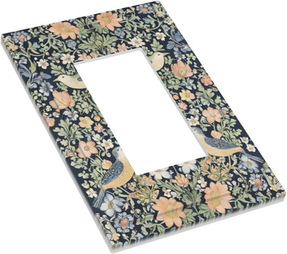 Decorative Outlet Covers Rustic Morris Birds Green Leaf Flower 1 Gang Single Decora GFCI Device
