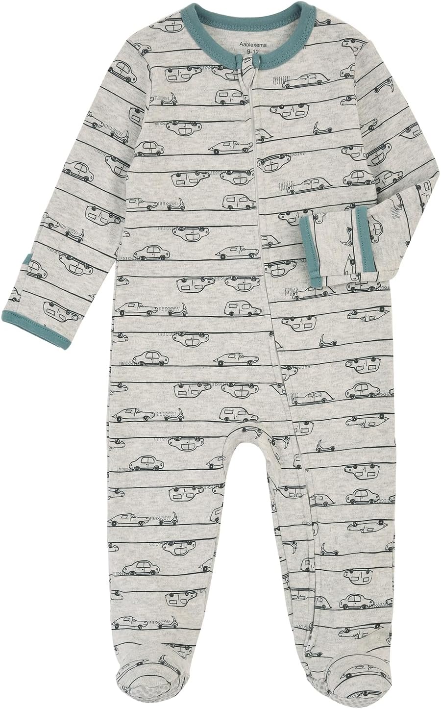 Aablexema Baby Footie Pajama with Mitten Cuffs, Double Zipper Infant Cotton clothes Sleeper Pjs