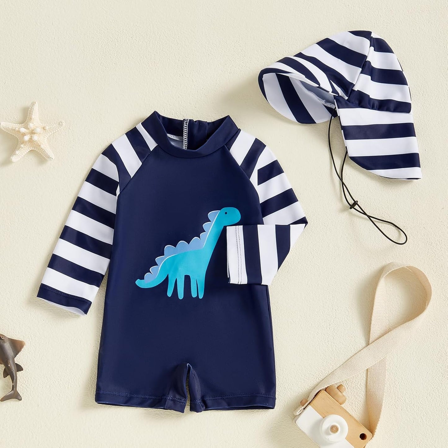Hnyenmcko Baby/Toddler Boy Rash Guard Swimsuit Long Sleeve One Piece Zipper Swimwear Sunsuit Infant