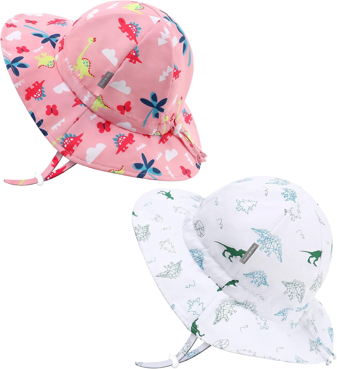 UPF 50+ Baby Bucket Hat - Wide Brim Sun Protection Beach Cap for Girls - Cute & Adjustable Toddler
