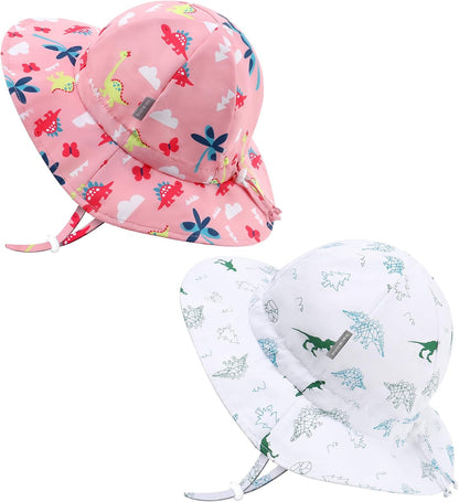 UPF 50+ Baby Bucket Hat - Wide Brim Sun Protection Beach Cap for Girls - Cute & Adjustable Toddler