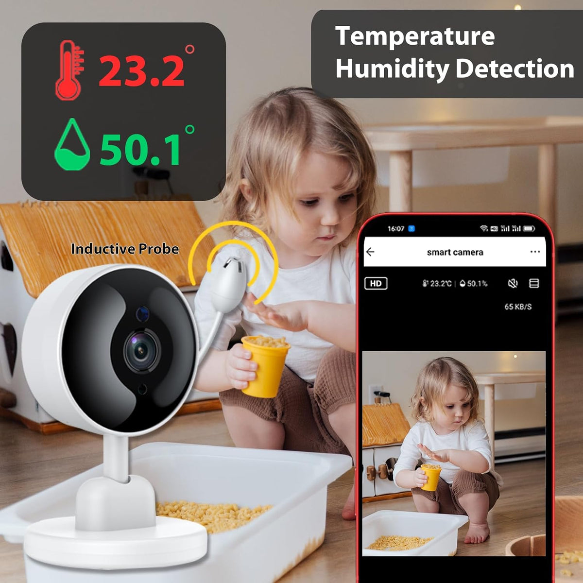 Baby Monitor with Camera and Audio, WiFi Indoor Video Baby Camera with Mount, Motion & Cry