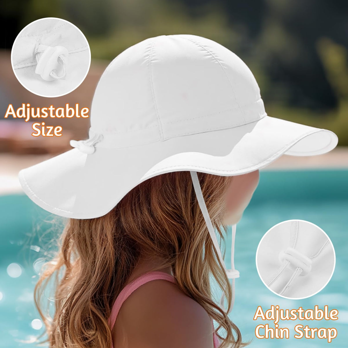 Baby Sun Hat Toddler Girl Beach Hat Adjustable Outdoor Summer Hat UPF 50+ Sun Protection Wide Brim