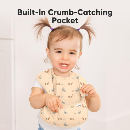 3-Pack Waterproof Baby Bibs for Eating - Lightweight Toddler Feeding Bibs with Large Food Catcher