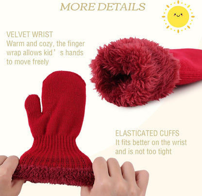 PESAAT Baby Girl Mittens Fleece Toddler Boy Mittens Warm Kids Winter Gloves Unisex Cold Weather