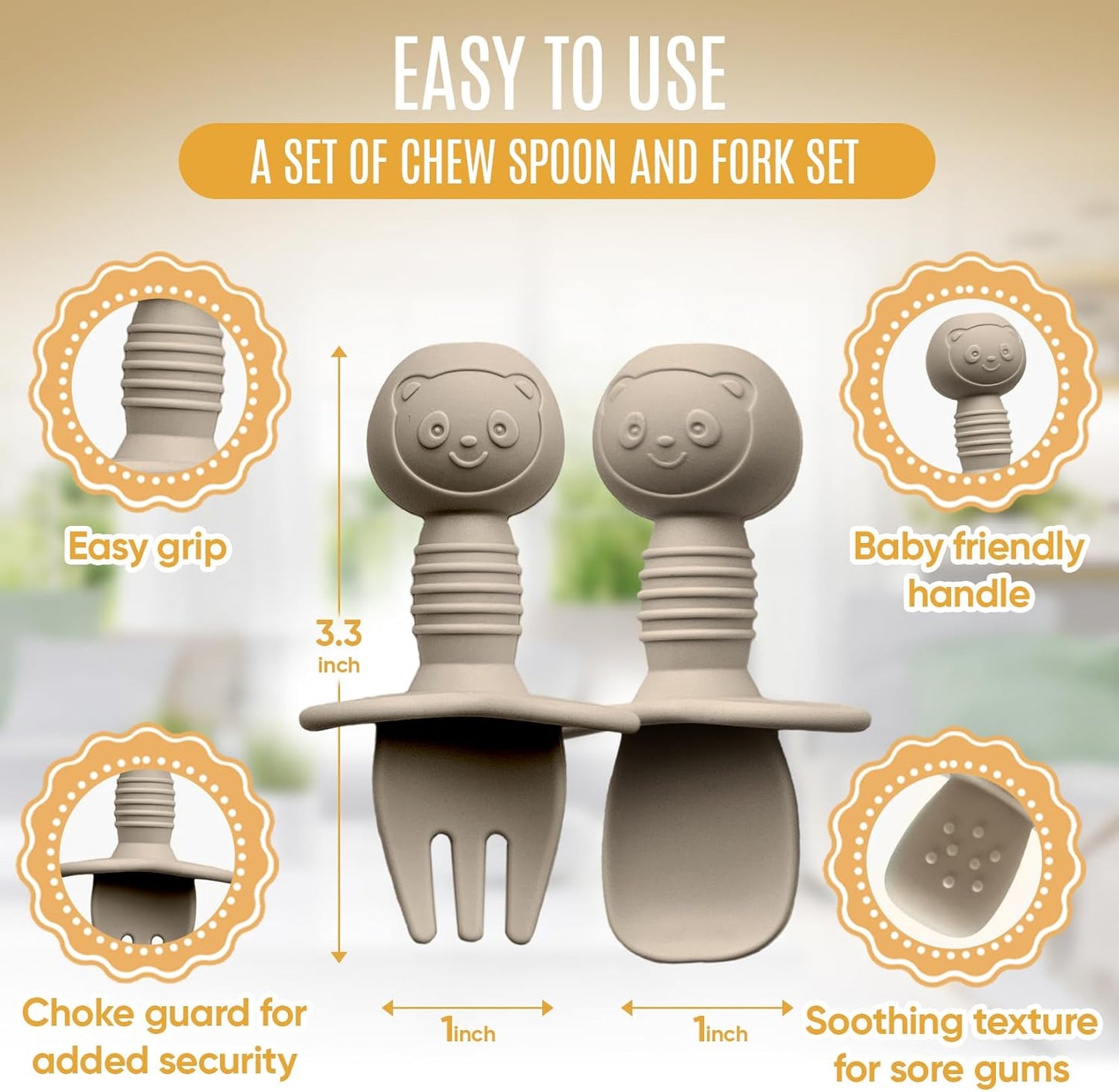 4pc Silicone Baby Spoons Self Feeding Baby Utensils 6-12 Months - 3 Baby Spoon - 1 Baby Fork