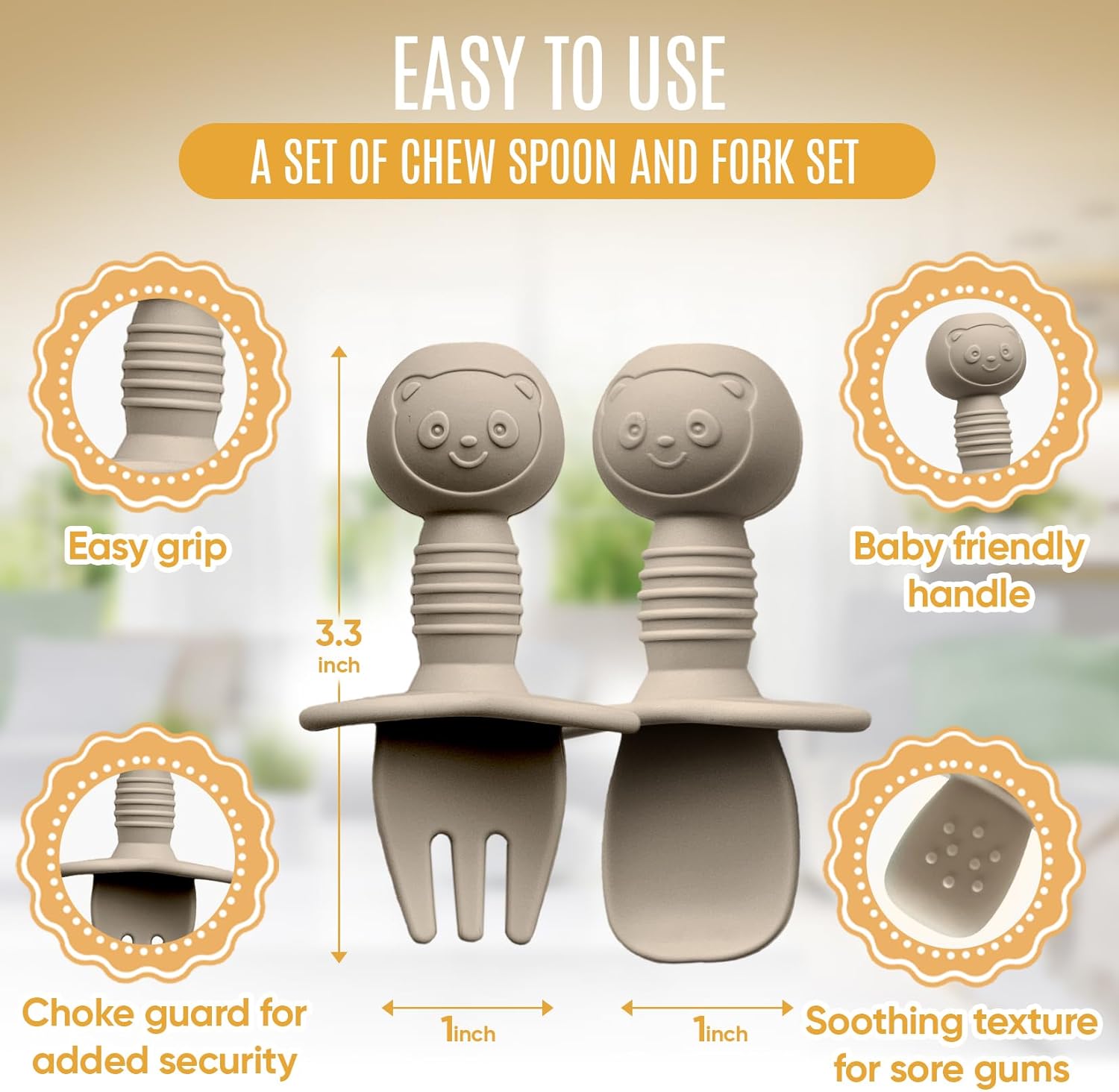 4pc Silicone Baby Spoons Self Feeding Baby Utensils 6-12 Months - 3 Baby Spoon - 1 Baby Fork